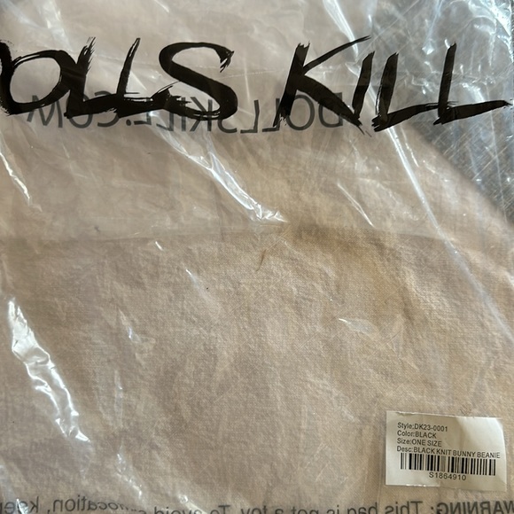 Dollskill Exclusive Black Bunny Ear beanie NWT - Picture 6 of 6